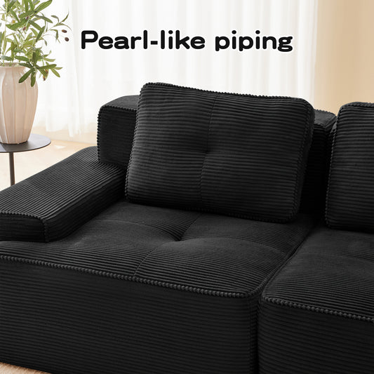 Hvoonc 232" Oversized Modular Sectional Couches for Living Room, L Shaped Couch with 2 Ottomans, No Assembly, Black