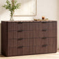 Hvoonc 8 Drawer Dresser with Faux Marble Top, 54.5" Wide Fluted Storage Cabinet for Bedroom, Walnut Brown