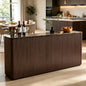 65.5"W Fluted Sideboard Buffet Cabinet with Storage, 4 Push-to-Open Doors, Walnut Brown