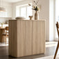 34"W Fluted Sideboard Buffet Cabinet, 2 Push-to-Open Doors, Natural Oak