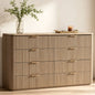 Hvoonc 8 Drawer Dresser for Bedroom with Faux Marble Top, 54.5" W Modern Oak Fluted Wood Bedroom Storage Cabinet