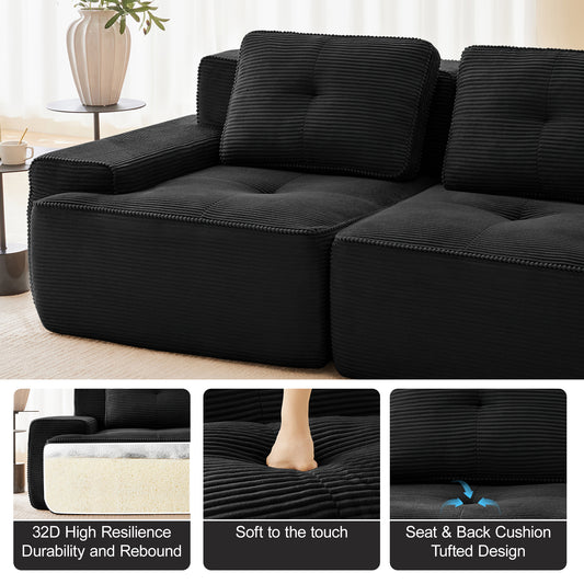 Hvoonc 267" Oversized Modular Sectional Couches for Living Room, L Shaped Couch with 29" Deep Seats, Black