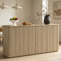 65.5"W Fluted Sideboard Buffet Cabinet with Storage, 4 Push-to-Open Doors,Natural Oak