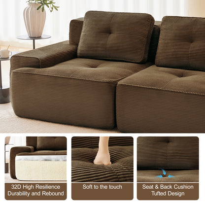 Hvoonc 232" Oversized Modular Sectional Couches for Living Room, L Shaped Couch with 2 Ottomans, No Assembly, Dark Brown