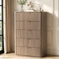 Hvoonc 5 Drawer Tall Dresser with Faux Marble Top, Fluted Wooden Chest of Drawers for Bedroom Small Spaces, Natural Oak