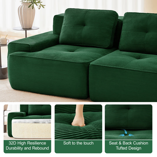 Hvoonc 150" Modular Sectional Sofa for Living Room, 29" Deep Seating, U Shaped Cloud Couch with 2 Ottomans, Dark Green