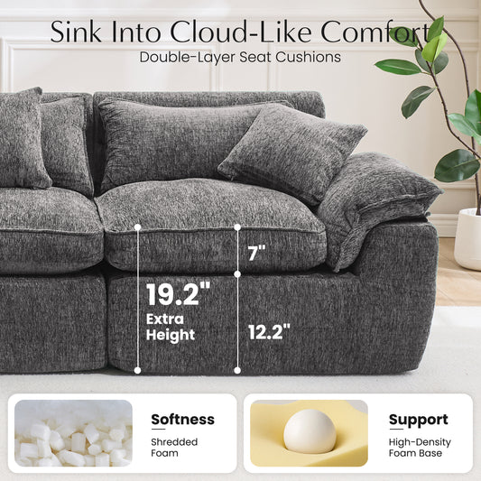 Hvoonc Extra Large Modular Sectional Sofa for Living Room, 10-Pieces Modules Boneless Cloud Couch Set, 23.6" Deep Seating, Dark Gray