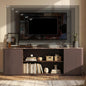 Hvoonc 70" Fluted TV Stand for 65-80" TVs, Faux Marble Top, Entertainment Center with Storage for Living Room, Walnut Brown
