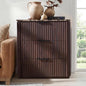 Hvoonc 3 Drawer Nightstands Set of 2, Fluted Bedside Tables with Faux Marble Top, Large Capacity Storage, Walnut Brown