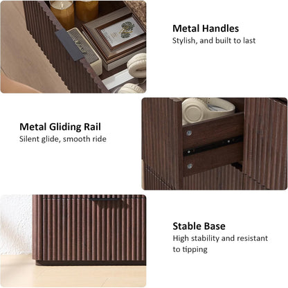 Hvoonc 63" Wide 9 Drawer Large Dresser, FSC-certified Wood, Walnut Bedroom Storage Cabinet with Faux Marble Top