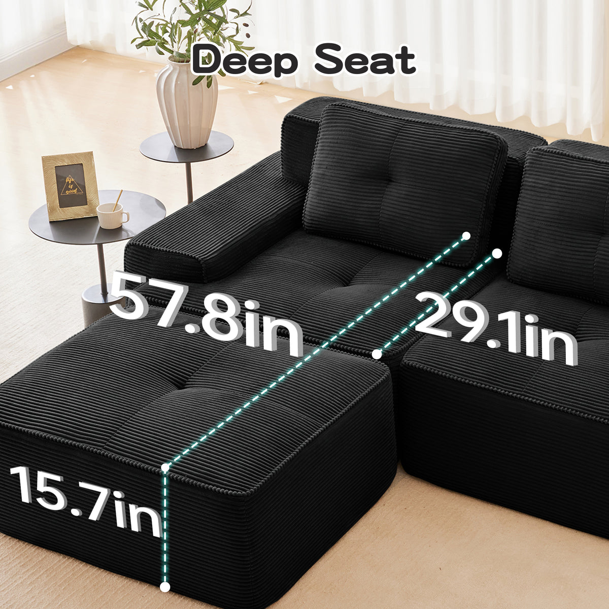 Hvoonc 232" Oversized Modular Sectional Couches for Living Room, L Shaped Couch with 2 Ottomans, No Assembly, Black