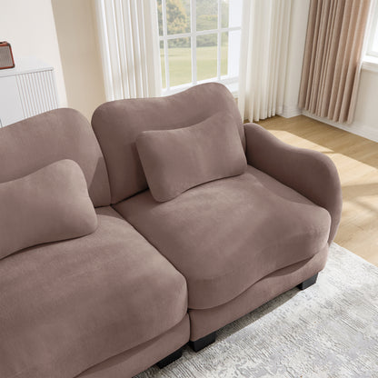 Hvoonc 101" Modular Sectional Sofa for Living Room, Sculptural Curved Chenille 3 Seater Couch with 2 Ottomans, 25" Deep Seat, Pocket Springs, Dusty Rose