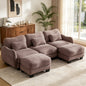 Hvoonc 101" Modular Sectional Sofa for Living Room, Sculptural Curved Chenille 3 Seater Couch with 2 Ottomans, 25" Deep Seat, Pocket Springs, Dusty Rose