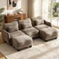 Hvoonc 101" Modular Sectional Sofa for Living Room, Sculptural Curved Chenille 3 Seater Couch with 2 Ottomans, 25" Deep Seat, Pocket Springs, Mocha Brown