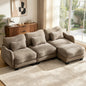 Hvoonc 101" Modular Sectional Sofa for Living Room, Sculptural Curved Chenille 3 Seater Couch with Ottoman, 25" Deep Seat, Pocket Springs, Mocha Brown