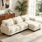 Hvoonc 101" Modular Sectional Sofa for Living Room, Sculptural Curved Chenille 3 Seater Couch with Ottoman, 25" Deep Seat, Pocket Springs, Beige