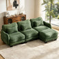 Hvoonc 101" Modular Sectional Sofa for Living Room, Sculptural Curved Chenille 3 Seater Couch with Ottoman, 25" Deep Seat, Pocket Springs, Dark Green