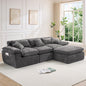 Hvoonc 110" Modular Sectional Sofa with Ottoman for Living Room, Boneless Cloud Chenille Couch in a Box with 23.6" Deep Seat, Dark Gray