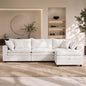Hvoonc 115" Down-Filled Modular Sofa for Living Room, 3 Seater Couch with Storage Ottoman, Washable Covers, Tool-Free Assembly, Beige