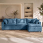 Hvoonc 115" Down-Filled Modular Sofa for Living Room, 3 Seater Couch with Storage Ottoman, Washable Covers, Tool-Free Assembly, Navy Blue