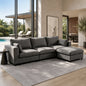 Hvoonc 115" Modular Sectional Sofa for Living Room, Chenille L Shaped Couch with Storage Ottoman, 21.3" Deep Seat, Washable Covers, Dark Gray