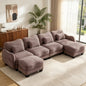Hvoonc 131.5" Modular Sectional Sofa for Living Room, Sculptural Curved Chenille 4 Seater Couch with 2 Ottomans, 25" Deep Seat, Pocket Springs, Dusty Rose