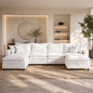 Hvoonc 148.4" Down-Filled Modular Sectional Sofa for Living Room, U Shaped Couch with 2 Storage Ottomans, Washable Covers, Tool-Free Assembly, Beige