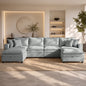 Hvoonc 148.4" Down-Filled Modular Sectional Sofa for Living Room, U Shaped Couch with 2 Storage Ottomans, Washable Covers, Tool-Free Assembly, Light Gray
