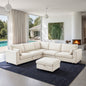 Hvoonc 210" L-Shaped Modular Sectional Sofa, 5-Seater Corner Couch with Storage Ottoman, Chenille, Removable Washable Covers, Tool-Free Assembly, Beige
