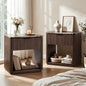 Hvoonc Fluted Nightstand with Drawer, Faux Marble Top, 24" Tall Modern End Table for Living Room, Rounded Corner Design, Walnut Brown
