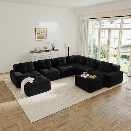 Hvoonc 267" Oversized Modular Sectional Couches for Living Room, L Shaped Couch with 29" Deep Seats, Black