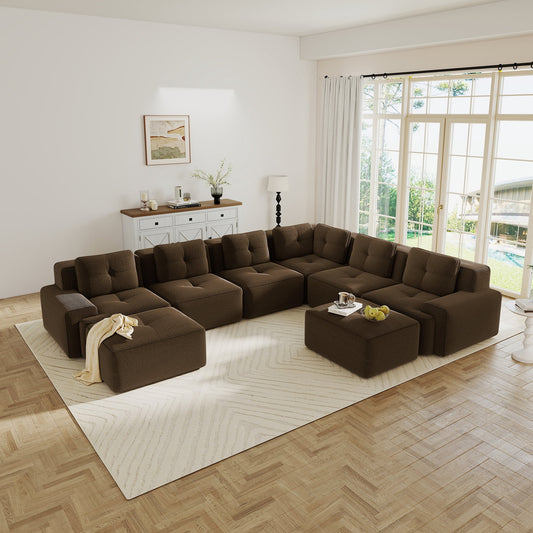 Hvoonc 267" Oversized Modular Sectional Couches for Living Room, L Shaped Couch with 29" Deep Seats, Dark Brown