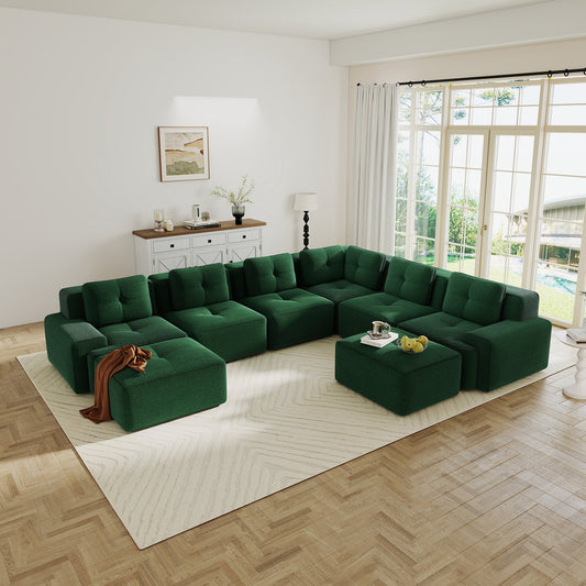Hvoonc 267" Oversized Modular Sectional Couches for Living Room, L Shaped Couch with 29" Deep Seats, Dark Green