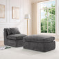 Hvoonc 27.3" Modular Lounge Accent Chair with Ottoman, Boneless Chenille Cloud Chair in a Box with 23.6" Deep Seat, Dark Gray