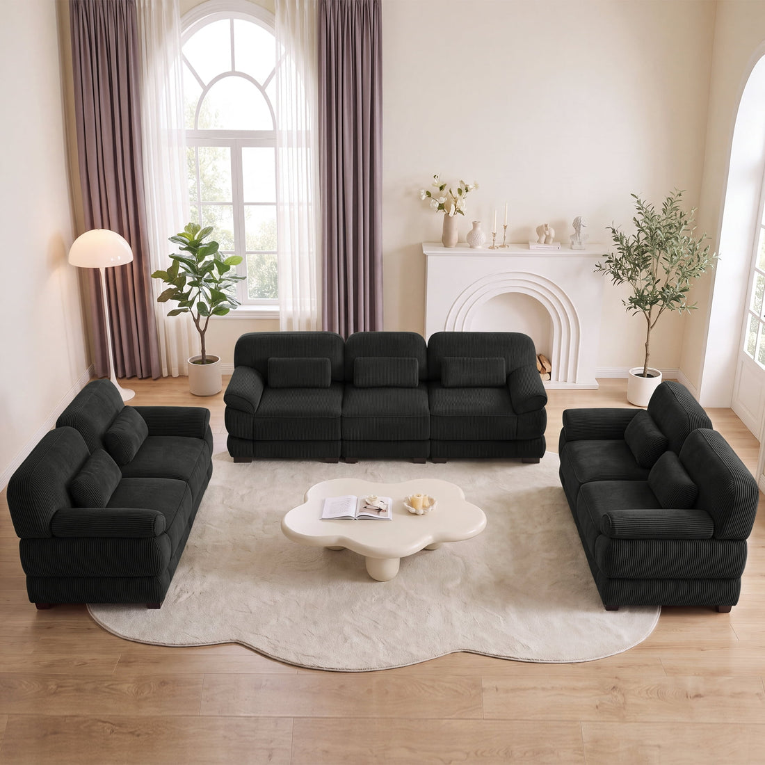 Hvoonc 3-Piece Sofa Set for Living Room Furniture, 3-Seater Sofa and 2