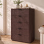 Hvoonc 5 Drawer Tall Dresser with Faux Marble Top, Fluted Wooden Chest of Drawers for Bedroom Small Spaces, Natural Oak
