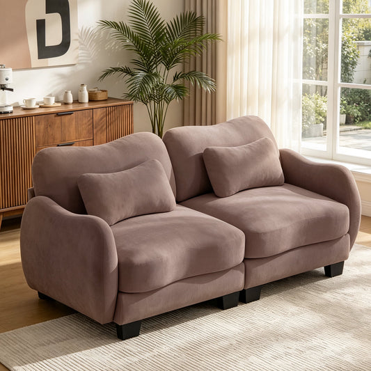 Hvoonc 70.8" Modular Sectional Sofa for Living Room, Sculptural Curved Chenille 2 Seater Couch, 25" Deep Seat, Pocket Springs, Dusty Rose