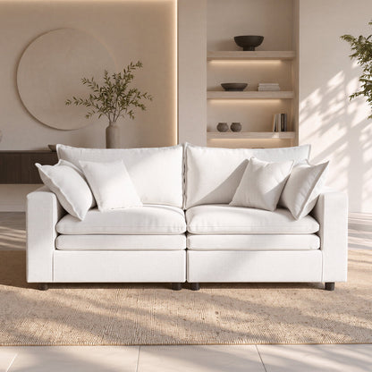 Hvoonc 80.7" Down-Filled Modular Loveseat Sofa for Living Room, 2-Seater Couch, Washable Covers, Tool-Free Assembly, Beige