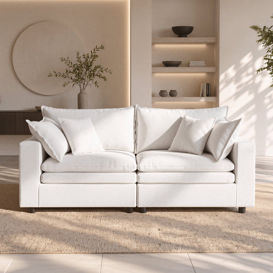 Hvoonc 80.7" Down-Filled Modular Loveseat Sofa for Living Room, 2-Seater Couch, Washable Covers, Tool-Free Assembly, Beige