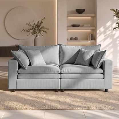 Hvoonc 80.7" Down-Filled Modular Loveseat Sofa for Living Room, 2-Seater Couch, Washable Covers, Tool-Free Assembly, Light Gray