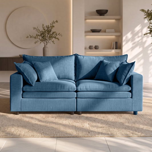 Hvoonc 80.7" Down-Filled Modular Loveseat Sofa for Living Room, 2-Seater Couch, Washable Covers, Tool-Free Assembly, Navy Blue