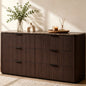 Hvoonc 54.5" Wide 6 Drawer Bedroom Dresser with Faux Marble Top, Modern Walnut Fluted Chest of Drawers for Storagewers for Storage