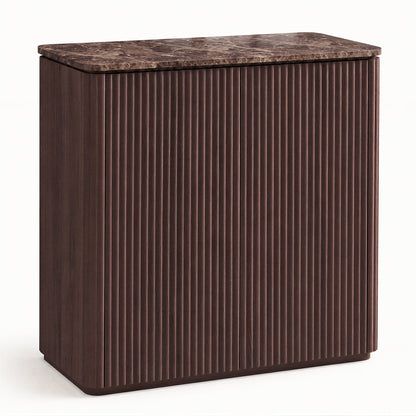 Hvoonc Set of 3 Fluted Sideboard Buffet Cabinets with 2 Push-to-Open Doors, 34"W Modern Accent Cabinets with Storage for Living Room, Walnut Brown