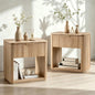 Hvoonc Fluted Wood Nightstands Set of 2, Faux Marble Top Bedside Tables with Drawer Storage for Bedroom, Natural Oak