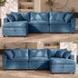 Hvoonc Oversized Down-Filled Modular Sectional Sofa for Living Room, 6-Seater Couch with 2 Storage Ottomans, Washable Covers, Tool-Free Assembly, Navy Blue