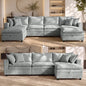 Hvoonc Oversized Down-Filled Modular Sectional Sofa for Living Room, 7-Seater Couch with 3 Storage Ottomans, Washable Covers, Tool-Free Assembly, Light Gray