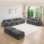 Hvoonc Oversized Modular Sectional Couches for Living Room, Boneless Cloud Chenille Couch in a Box with 23.6" Deep Seats & 2 Ottomans, Dark Gray