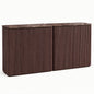 Hvoonc Set of 2 Fluted Sideboard Buffet Cabinet with Storage and 34"W Faux Marble Top, 2 Push-to-Open Doors, Modern Accent Cabinet for Dining Room Entryway, Walnut Brown