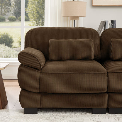 Hvoonc 132.3" Oversized Modular Sectional Sofa for Living Room, 24" Deep Seating, Pocket Spring Cushions, Pet-Friendly Corduroy Fabric, Brown