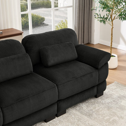 Hvoonc 132.3" Oversized Modular Sectional Sofa for Living Room, 24" Deep Seating, Pocket Spring Cushions, Pet-Friendly Corduroy Fabric, Black